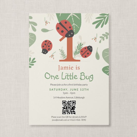 QR Code One Little Bug Lieveheersbeestje Eerste Ve Kaart