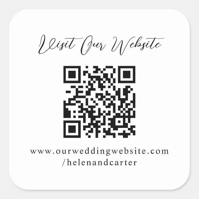 QR-code Online bruiloft Website Vierkante Sticker (Voorkant)