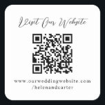 QR-code Online bruiloft Website Vierkante Sticker<br><div class="desc">Aanpassen met uw website hier op Zzzle! Ideaal voor trouwwebsite zoals online rsvp,  trouwgegevens</div>