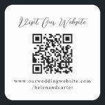 QR-code Online bruiloft Website Vierkante Sticker<br><div class="desc">Aanpassen met uw website hier op Zzzle! Ideaal voor trouwwebsite zoals online rsvp,  trouwgegevens</div>