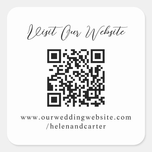 QR-code Online bruiloft Website Vierkante Sticker (Voorkant)