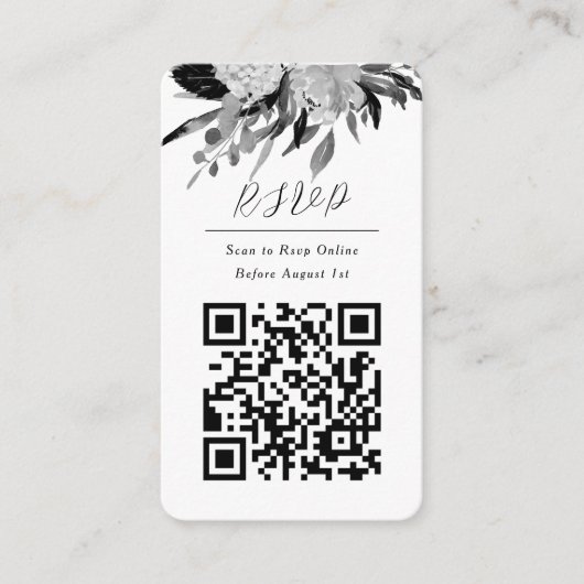 QR Code Online Foto Zwart Bloemen Website Informatiekaartje (Voorkant)