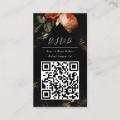 QR-code Online Foto zwart Floral website RSVP Informatiekaartje (Voorkant)