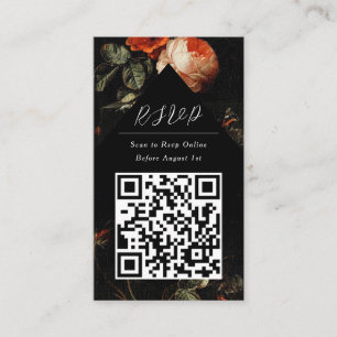 QR-code Online Foto zwart Floral website RSVP Informatiekaartje