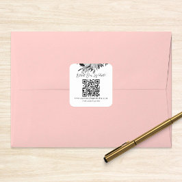 QR-code Online Foto zwart Floral website RSVP Vierkante Sticker