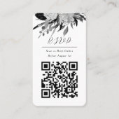 QR-code Online Foto zwart Floral website RSVP Visitekaartje (Voorkant)