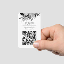 QR-code Online Foto zwart Floral website RSVP