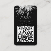 QR-code Online Foto zwart Floral website RSVP Visitekaartje (Voorkant)