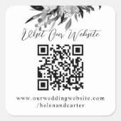 QR-code Online Foto Zwarte Bloem Website RSVP Vierkante Sticker (Voorkant)