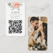 QR Code Online Photo Floral Rsvp Response Card Visitekaartje (Voorkant / Achterkant)
