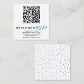 QR-code online RSVP blauwe confetti bruiloft Informatiekaartje (Voorkant / Achterkant)