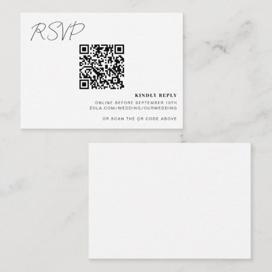 QR Code Online RSVP Card Weddenschap invoegen Informatiekaartje (Voorkant / Achterkant)
