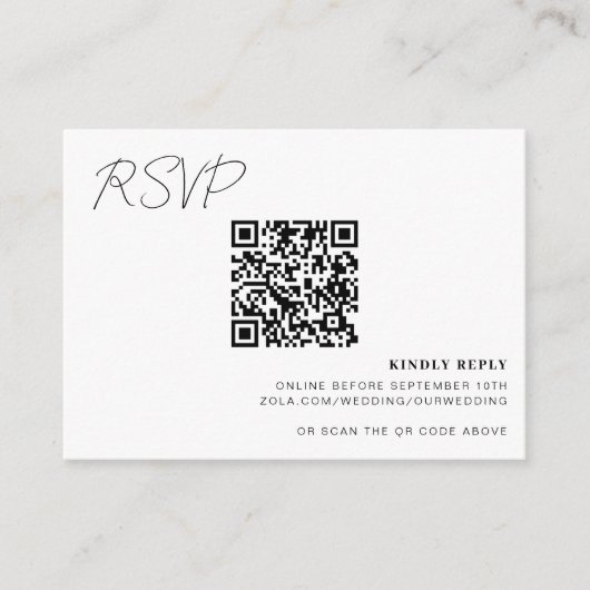 QR Code Online RSVP Card Weddenschap invoegen Informatiekaartje (Voorkant)