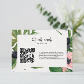 QR-code online RSVP florale tropische bruiloft (Staand voorkant)