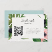 QR-code online RSVP florale tropische bruiloft (Voorkant / Achterkant)