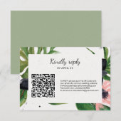 QR-code online RSVP florale tropische bruiloft Kaartje (Voorkant / Achterkant)