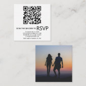 QR-code online RSVP foto zwart-wit trouw Informatiekaartje (Voorkant / Achterkant)