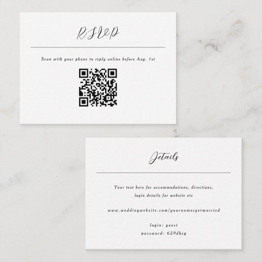 QR-code Online Rsvp Informatiekaartje (Voorkant / Achterkant)