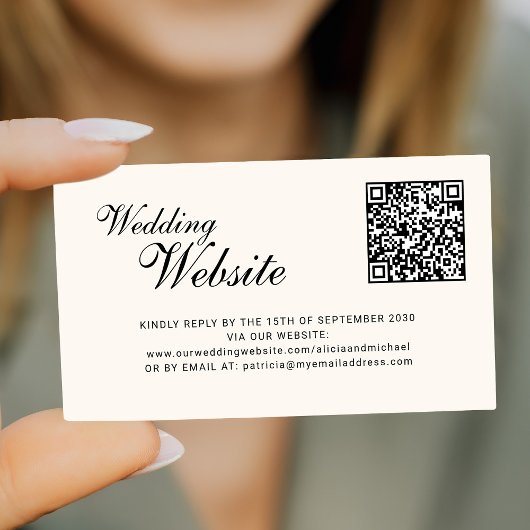 QR-code online RSVP klassieke script website bruil Informatiekaartje