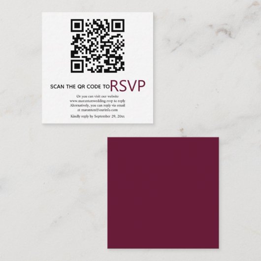 QR-code online RSVP moderne bruine bruiloft Informatiekaartje (Voorkant / Achterkant)