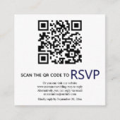 QR-code online RSVP moderne marineblauwe bruiloft Informatiekaartje (Voorkant)
