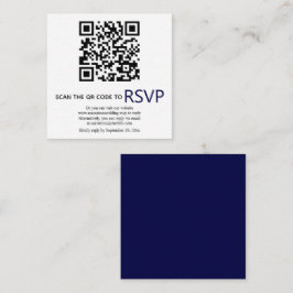 QR-code online RSVP moderne marineblauwe bruiloft Informatiekaartje