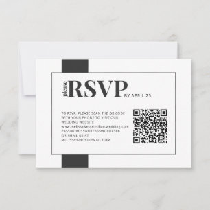 QR Code online RSVP vettige minimale bruiloft Kaartje