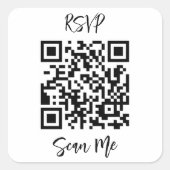 QR-code Online Rsvp Vierkante Sticker (Voorkant)