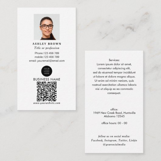 QR-code onroerend goed professionele eenvoudige fo Visitekaartje (Voorkant / Achterkant)