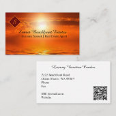 QR-code Onroerend-goedmonogram Oranje zonneschijn Visitekaartje (Voorkant / Achterkant)