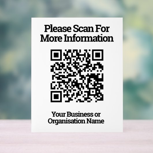 QR-code ontwerp informatie Acryl Bord (Neutraal)