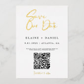 QR-code Onze datum opslaan Foto Gold Folie Uitnodiging (Voorkant)