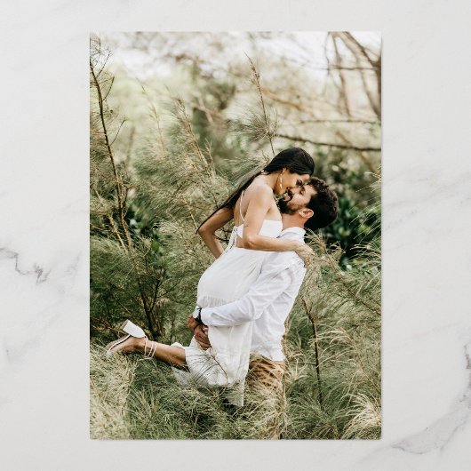 QR-code Onze datum opslaan Foto Gold Folie Uitnodiging (Achterkant)