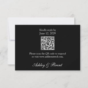 QR-code op zwarte minimalistische klassieke RSVP-k RSVP Kaartje