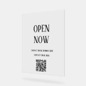 QR Code Open Sign Aangepaste Typografie Minimale K Acryl Bord (Hoek)