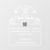 QR-code open uren koffiewinkelbord - vensterklonen Raamsticker (Vel)