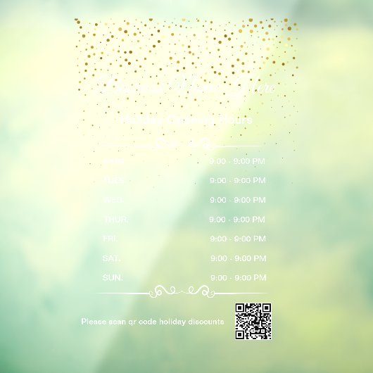 qr code openingstijden feestdag wit goud raamsticker (Vel 3)