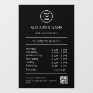 QR-code openingstijden uren bedrijf logo modern Raamsticker