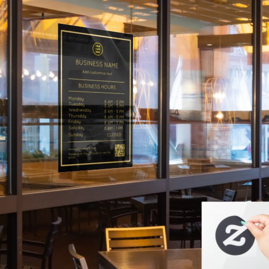 QR-code Openingstijden Uren Bedrijfslogo Modern Raamsticker (Restaurant Raam)