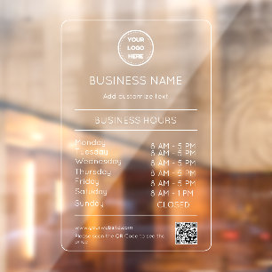 QR-code Openingstijden Uren Zakelijk Logo Modern Raamsticker