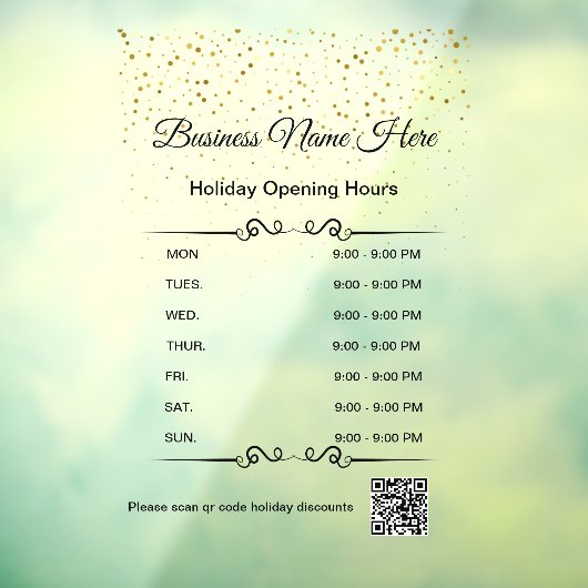 qr code openingsuren vakantiegoud zwart raamsticker (Vel 3)