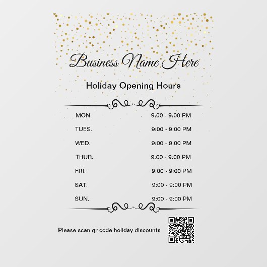 qr code openingsuren vakantiegoud zwart raamsticker (Vel)