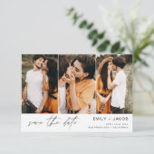 QR-code Opslaan Datum 3 Foto Elegant modern Save The Date (Staand voorkant)