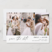 QR-code Opslaan Datum - 3 Foto Elegant Modern Save The Date (Voorkant)