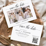 QR-code - Opslaan van datum 3 Foto Elegant modern Save The Date<br><div class="desc">QR-code - Moderne en elegante horizontale landschapslijn drie (3) Foto Save the Date Wedding Magnet with hand lettered script typografie. Sparen de magneet van de datumuitnodiging omvat manuscripttypografie en chic en eenvoudig ontwerp dat u uw aangepast afbeelding van de de fotografie van het verloving kunt toevoegen aan.</div>