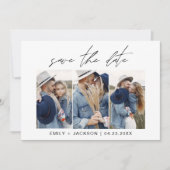 QR-code - Opslaan van de Datum Modern 3 Foto legan Save The Date (Voorkant)