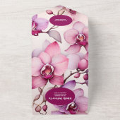 QR Code Opulent Waterverf Roze Orchidee Bruiloft All In One Uitnodiging (Buitenkant)
