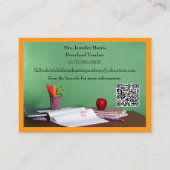 QR Code Oranje Kleuterschool Kleuterleidster Visitekaartje (Voorkant)