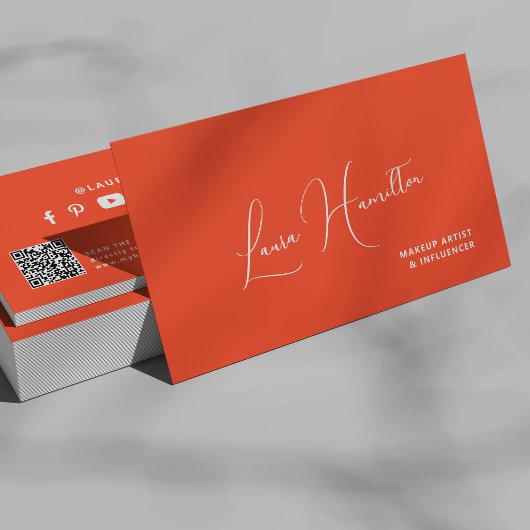 QR-code oranje moderne schoonheidsinvloeder Visitekaartje