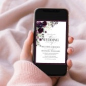 QR-code Paars Floral Waterverf script Kaart